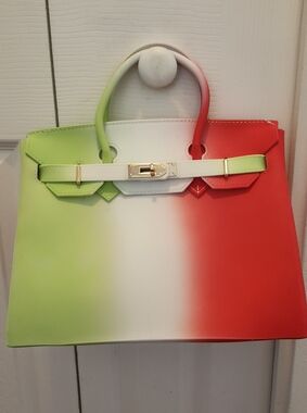 Jelly Bag!! Tricolor Gradient Tote Bag - Green White Red NWOT
